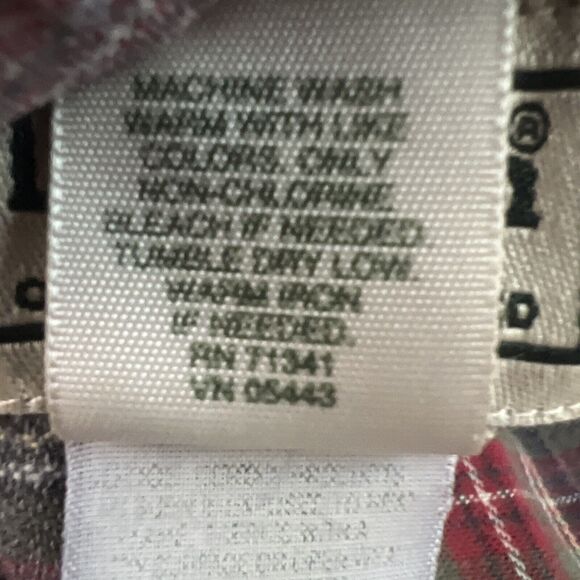 LL Bean Sleep Shirt Mens Medium Gray Red Scotch Plaid Flannel Campcore Vintage - Picture 7 of 7